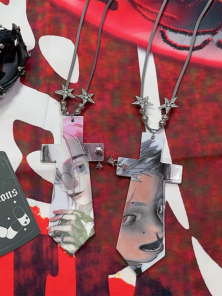 Colorful Y2K Cartoon Print Neck Tie Necklace