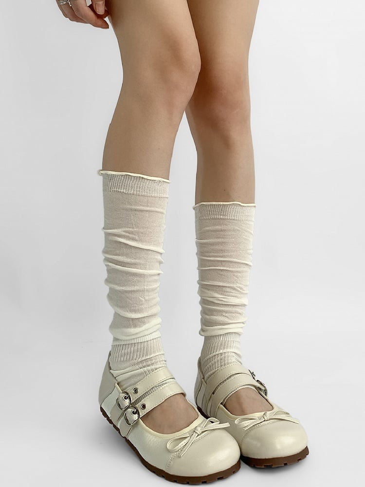 Blue/Light Gray/Dark Gray/White Knitted Ribbed Trim Leg Sleeves