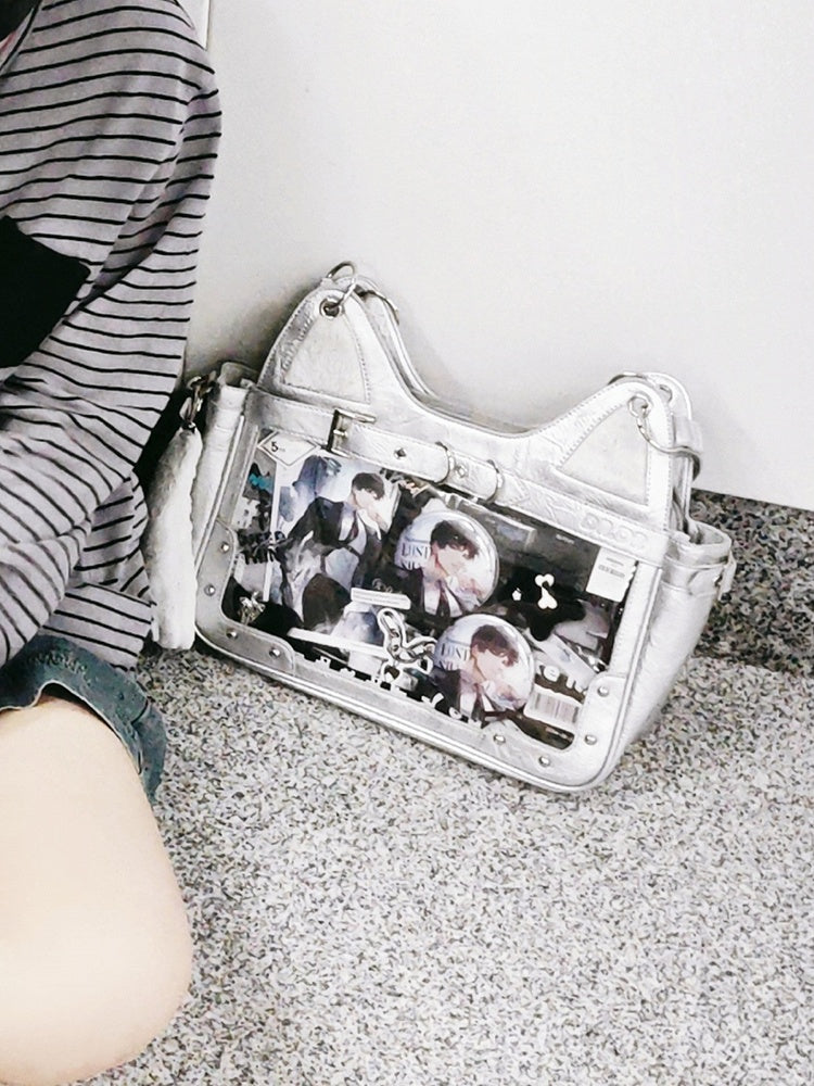 Silver Kitty Design Ita Shoulder Bag with Free Flush Charm