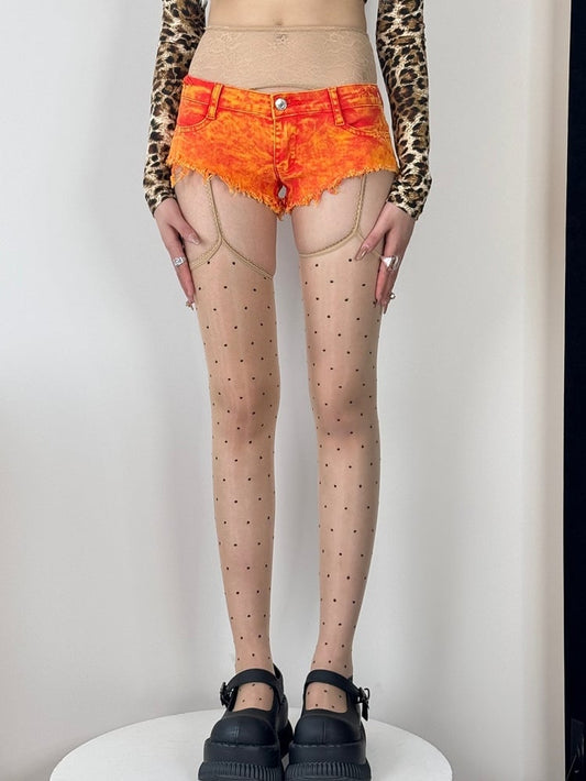 7 Color Options Polka-dot Pattern Semi-sheer Suspender Stockings