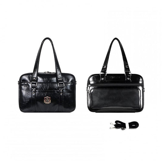 Black JK Uniform Style PU Leather Transparent-window Ita Bag