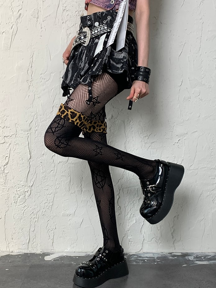 Black Y2K Star Pattern Tights