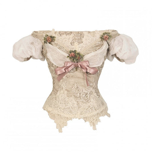 Vintage Edwardian Puff Sleeves and Off-the-shoulder Neckline Top