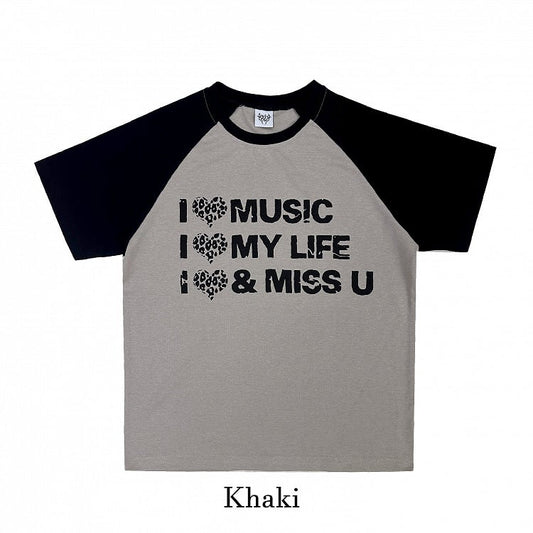 6 Colors Colorblock Design Loose Graphic T-Shirt