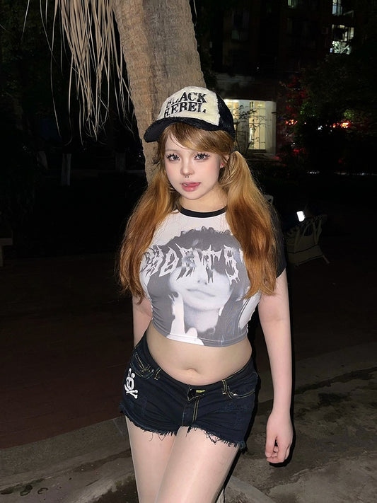 Black Emo Punk Graphic T-shirt