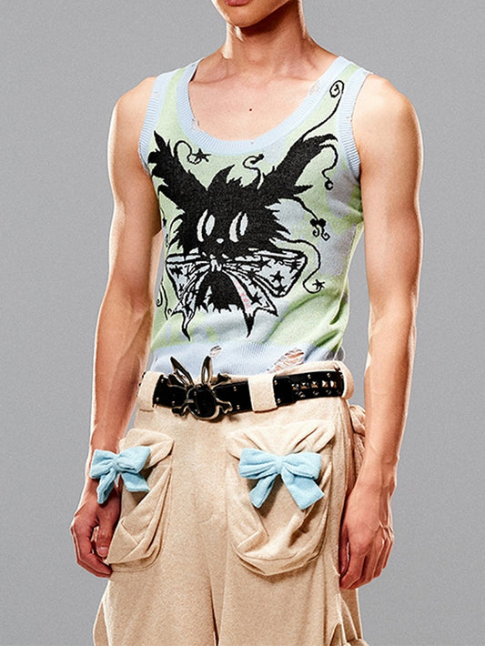 Black/Gold Bunny Skeleton PU Waist Belt