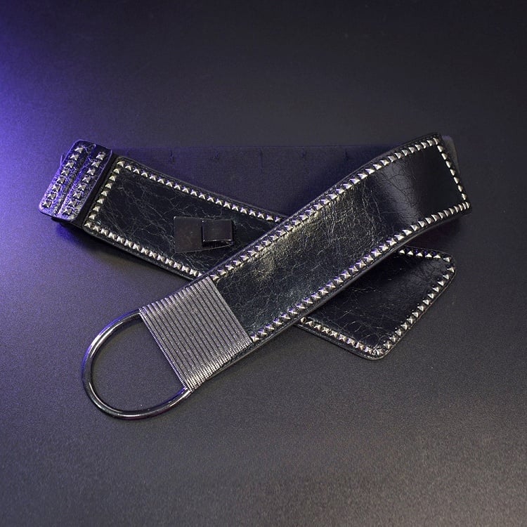 Black Gothic Studs Details PU Waist Corset Belt
