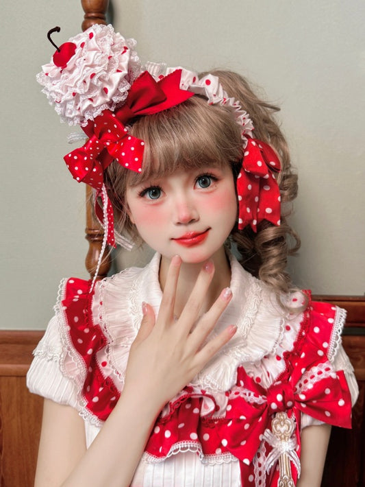 Red Polka-dot Bowknots Decoration White Cake KC