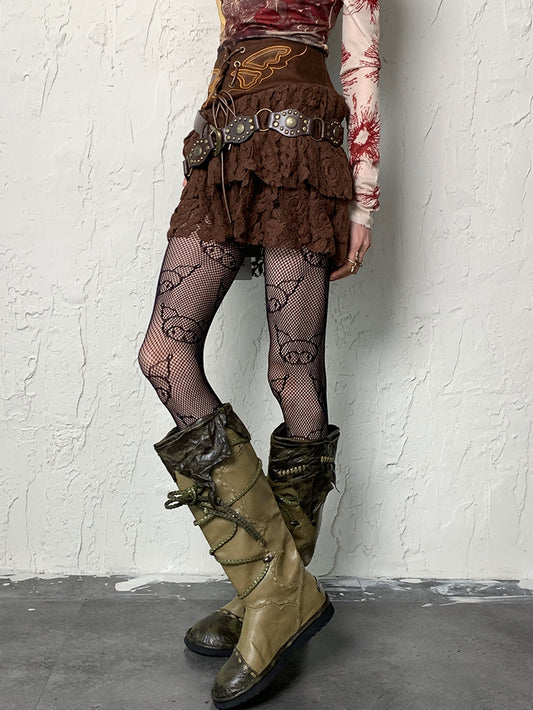 Black Y2K Fishnet Design Tights