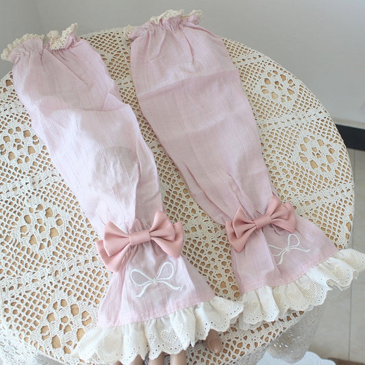 4 Color Options Detachable Bowknot Details Heart Pattern Sleeves