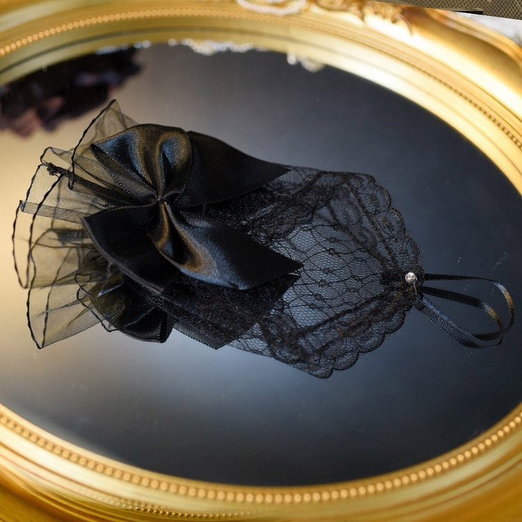 Black/White Bowknot Decorated Lace Wrist Cuffs