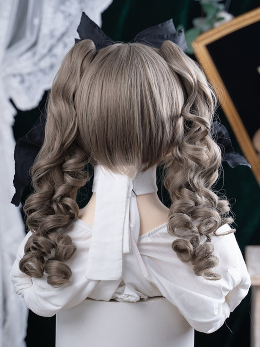 Brown 30CM Length Synthetic Wig With Long Double Ponytail Claw Clips