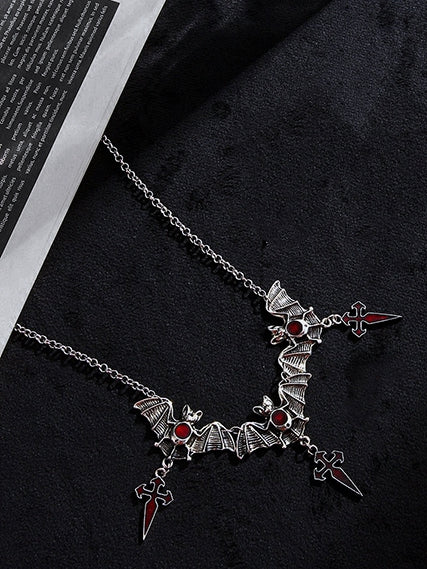 Crosses Pendant Gothic Vampire Bats Necklace