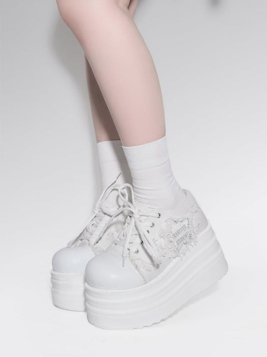 Denim Stars White Punk Rock Platform Sneakers