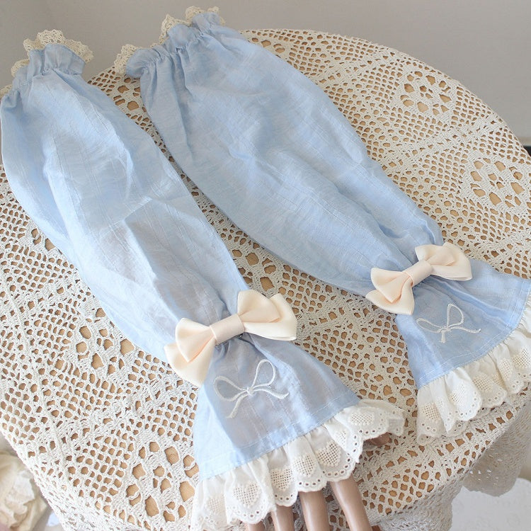 4 Color Options Detachable Bowknot Details Heart Pattern Sleeves