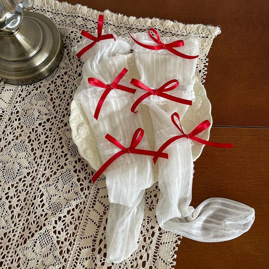 4 Color Options Bowknot Details Tulle Underknee Stockings