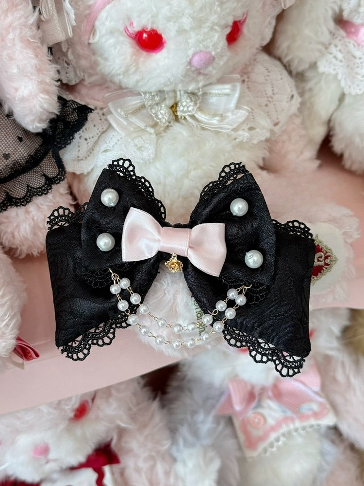 4 Color Options Beaded And Floral Charm Bowknot Hairclip