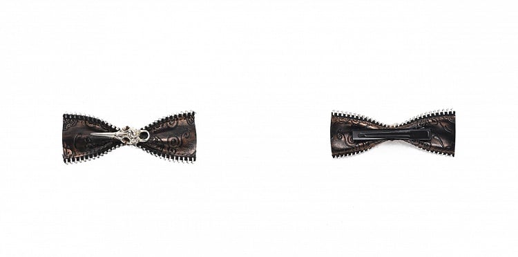 Dark Brown Punk PU Bowknot Hairclip