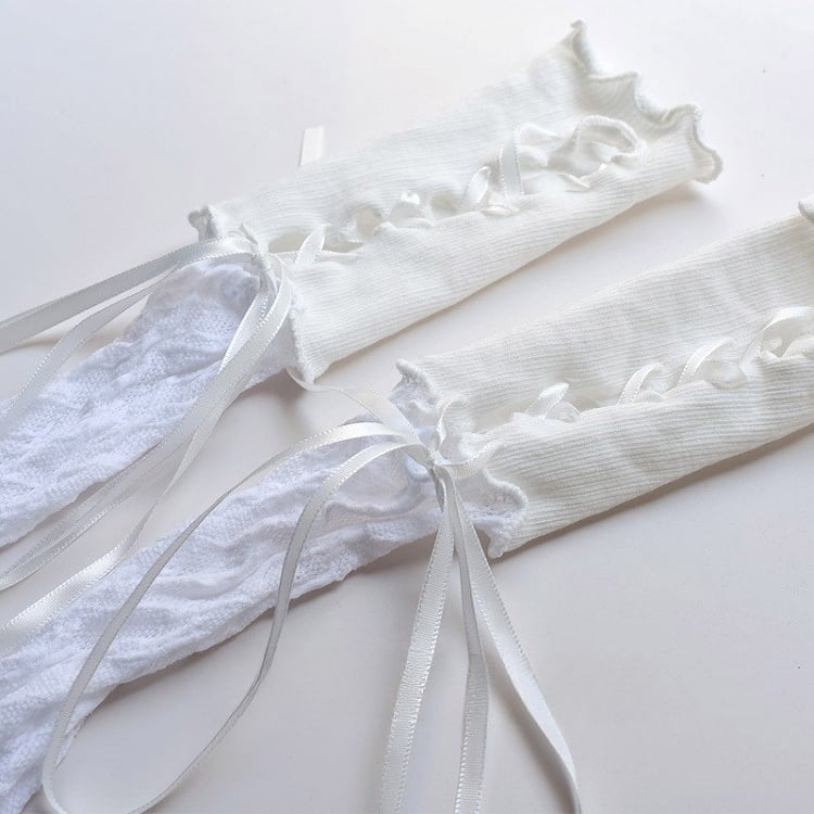 Gothic Punk Black/White Lace-up Sleeves