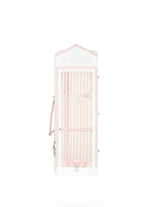 White&Pink Telephone Booth-shaped 1/4 Scale BJD Doll Bag with Two Straps