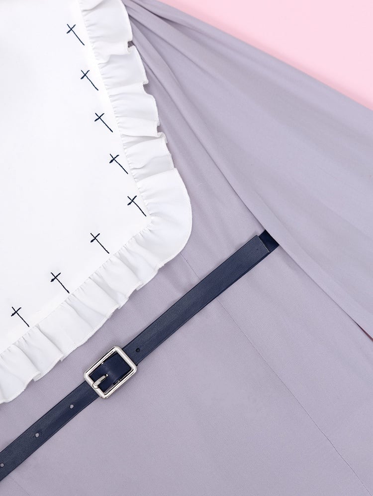 Fanart Fashion Dusty Purple Long Sleeves Jirai Kei Buckle Strap Details Blouse