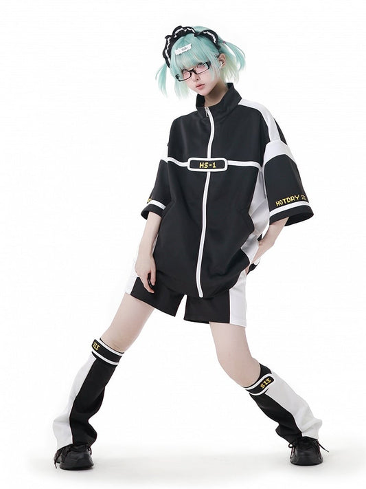 Black & White Colorblock Design Leg Warmers