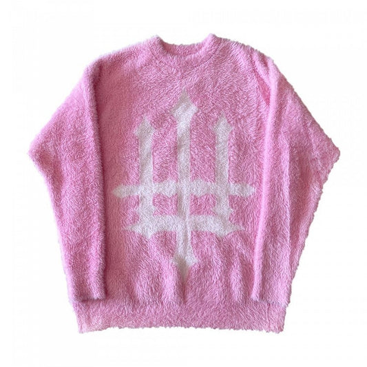Cross Shaped Candlestick Pattern Pink Sweater