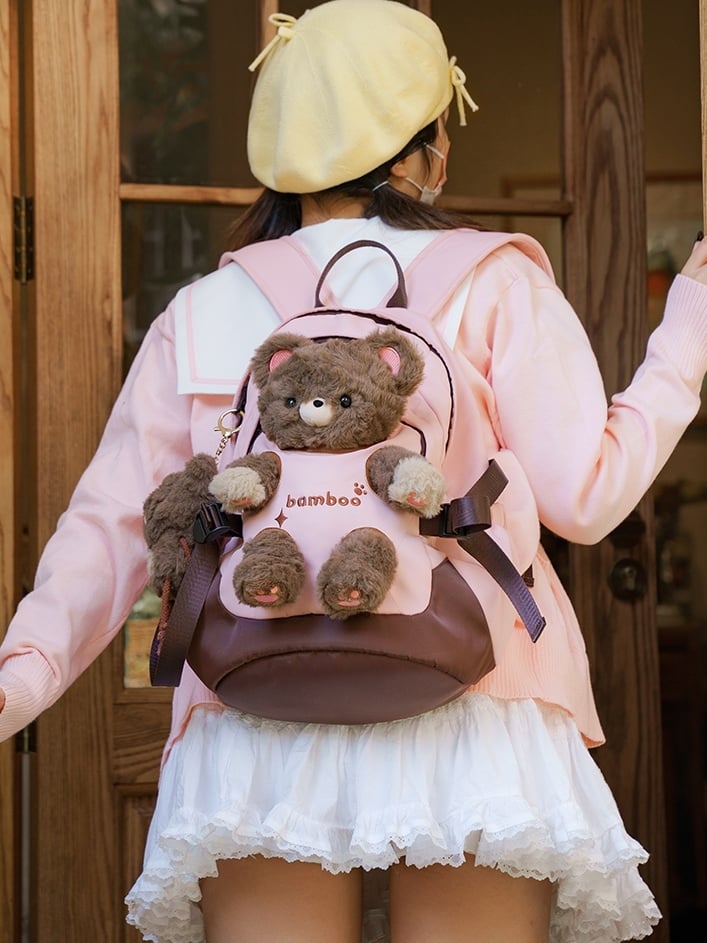 Pink&Brown Cut-out Design Backpack