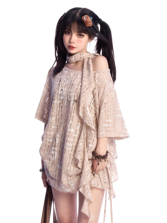 Khaki Distressed Holes Wasteland Punk Tiered Skirt