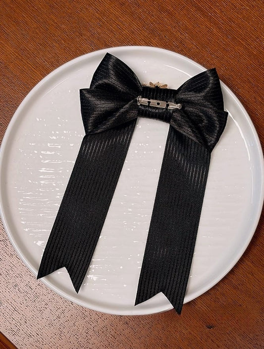 Black Lolita Bow Tie with Crown Accent
