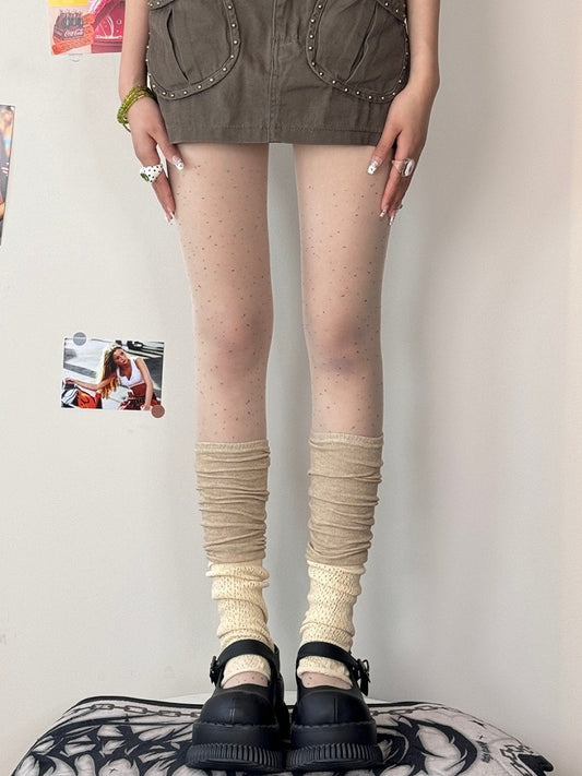 Black/White Polka-dot Pattern Tights