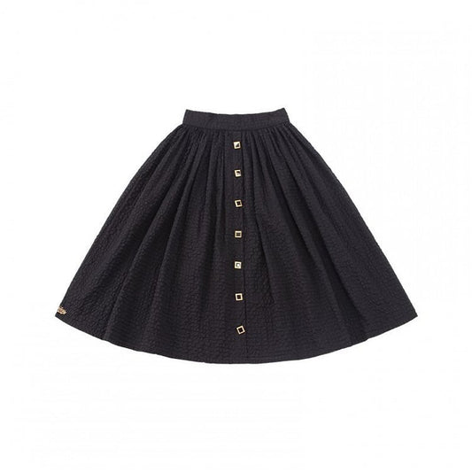 Square Buttons Decorated Black Skirt with Undies