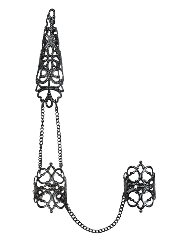 Gothic Punk Black/Silver/Gold Chain Ring