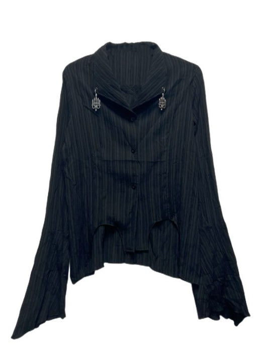 Punk Irregular Hem Black Shirt