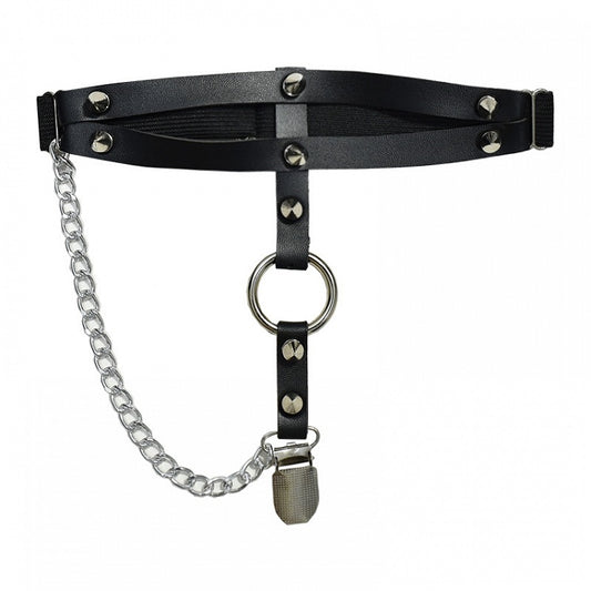 Stud Chain Details Black Garter