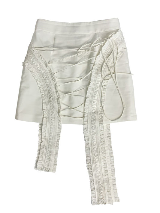 Lace-up Detail White Skirt