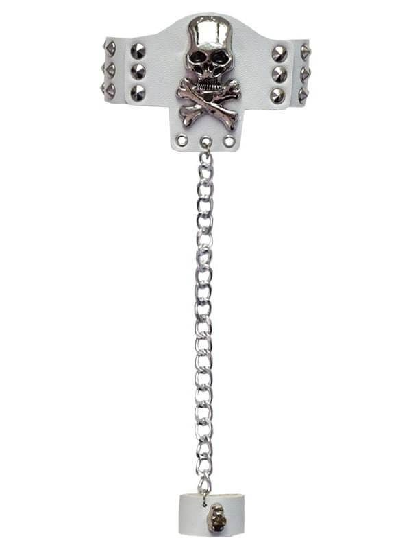 Skeleton and Studs Design Black/White Bracelet with Ring