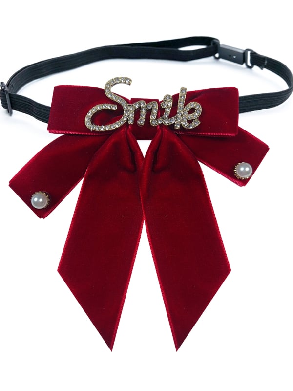 Rhinestone Letters Decorative Bow Tie Black /Wine Red /Dark Green