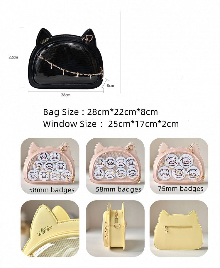 Kitty Head Shaped Ita Shoulder Bag Black / Green / White /Silver White