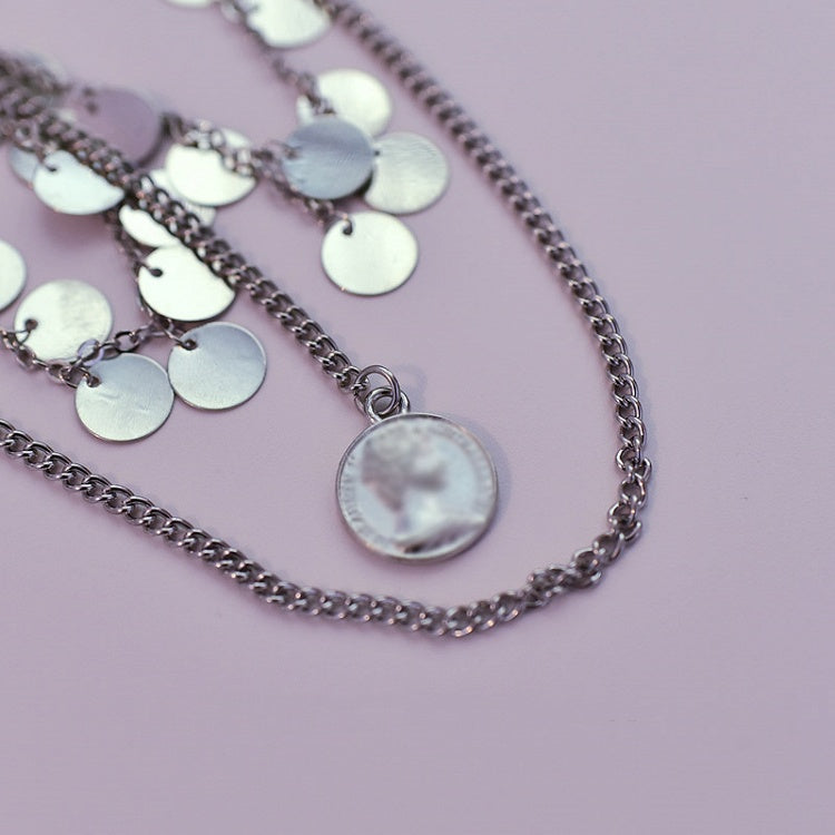 Cyberpunk Metal Sequin Chain Armlet Silver/Gold