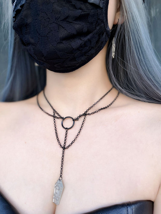 Coffin Pendant Black Necklace