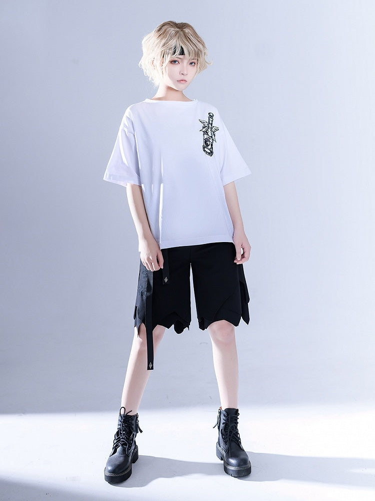 Glimpse Gossip Potion Bottle Embroidery Round Neck T-shirt