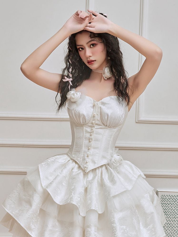 White Rosette Choker