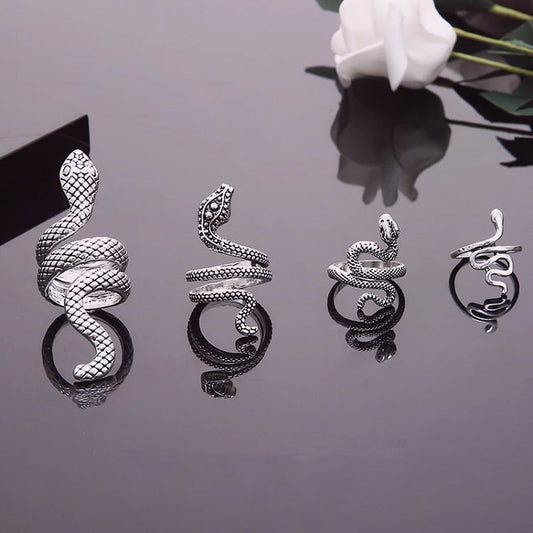 Silver Snake Ring Set