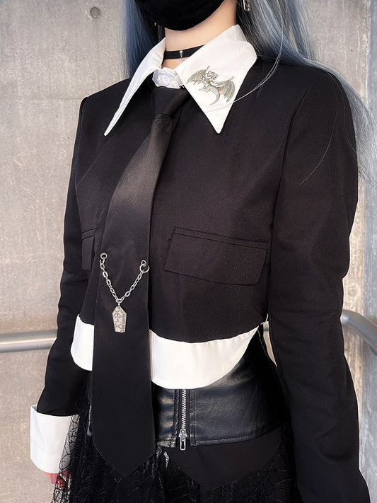 Coffin Chain Design Black NeckTie