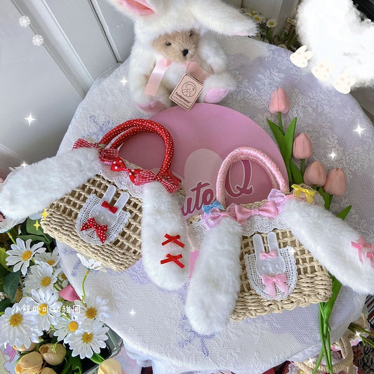 Plush Rabbit Ears Design Pink/Red Bowknots Lolita Bag