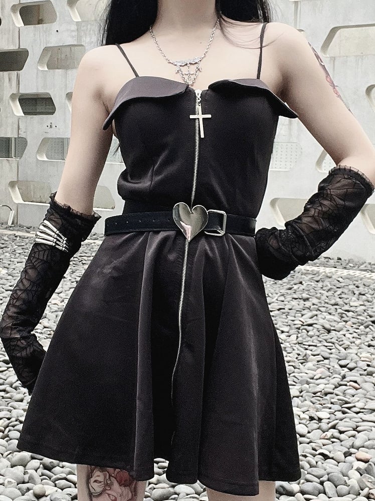 Punk Spider Web Design Black Long Half Finger Gloves