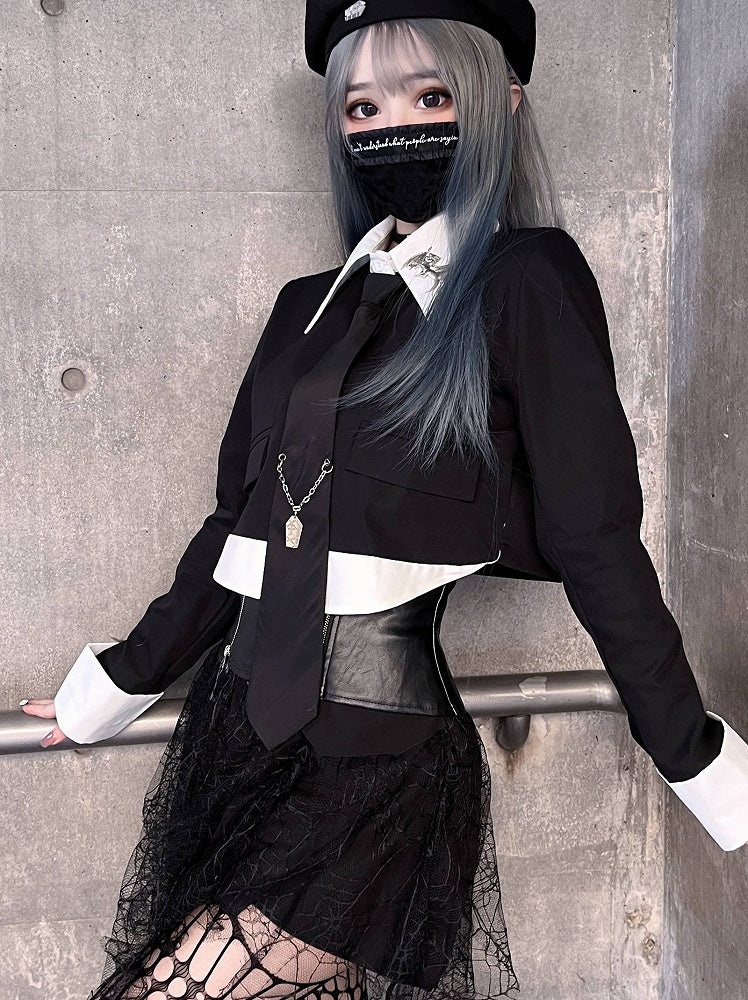 Coffin Chain Design Black NeckTie