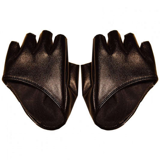Cyberpunk PU Half-hand Gloves Black/White/Wine Red/Coffee