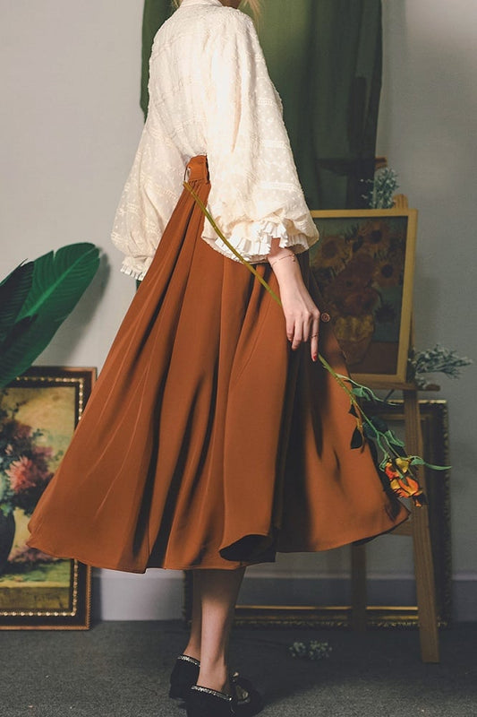Caramel Latte Vintage Open Front Long Skirt